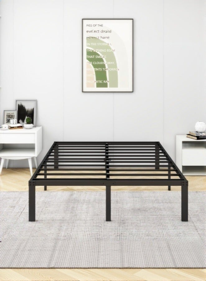 WALALLA Double Bed frame, Metal Bed 200X137cm, 36 cm Height with Underbed storage, Double Size Metal Platform Bed Frame with Steel Slat Support, Easy Assembly, Black - Image 1